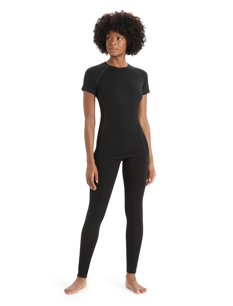 Women's Icebreaker BodyfitZone™ Merino 150 Zone Short Sleeve Crewe Thermal Top Base Layers Black | CA 1057NWYB